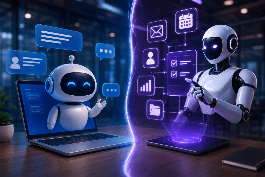 AI Chatbots and AI Agents comparison for business automation, customer support, and workflow management