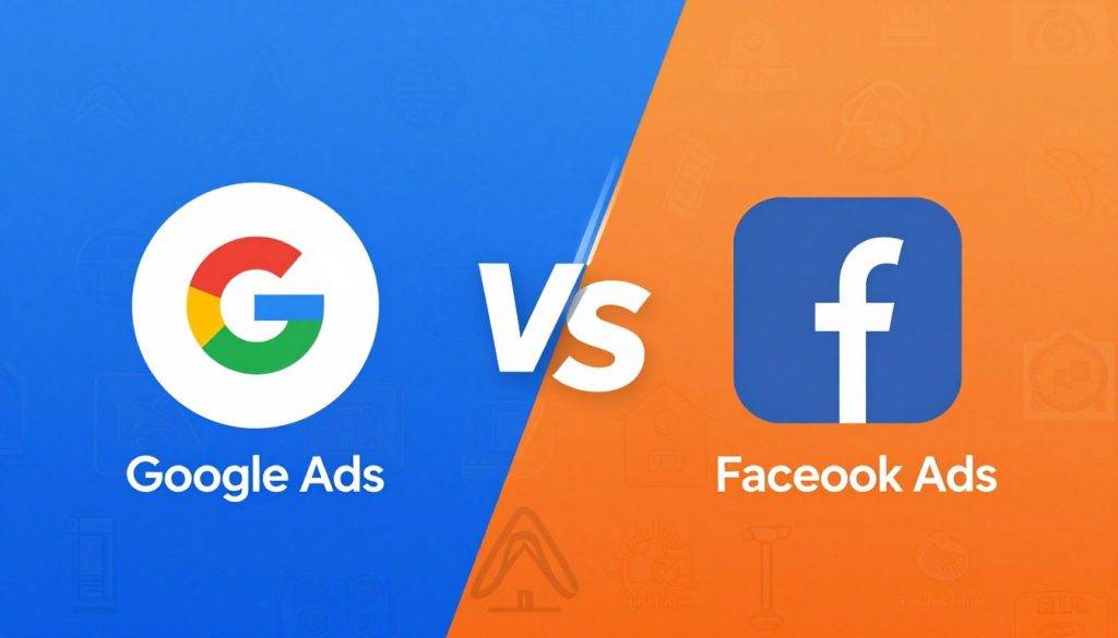 Comparison chart showing Google Ads vs Meta Ads platforms side by side