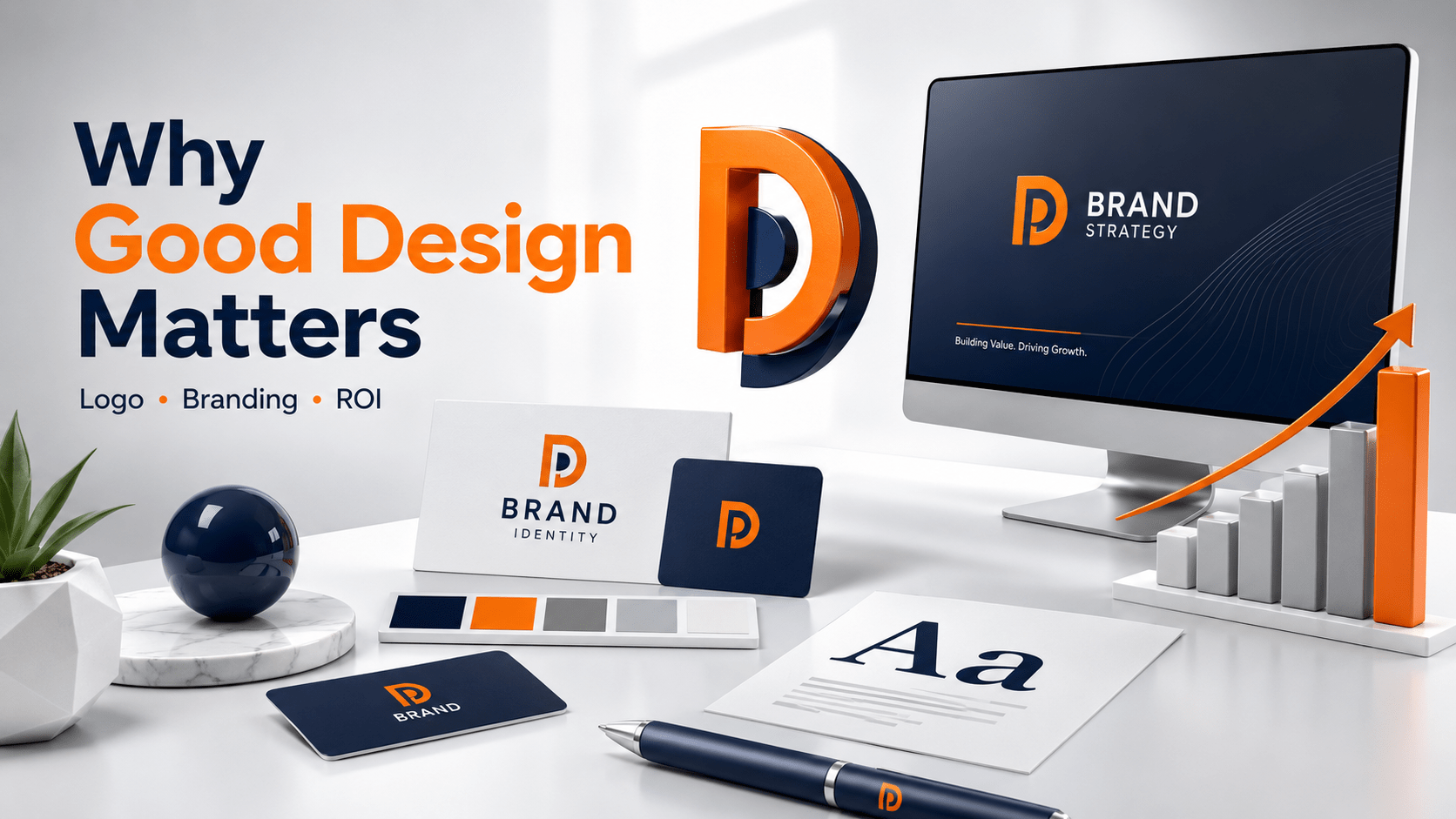 Professional logo and brand strategy showing branding ROI and business growth